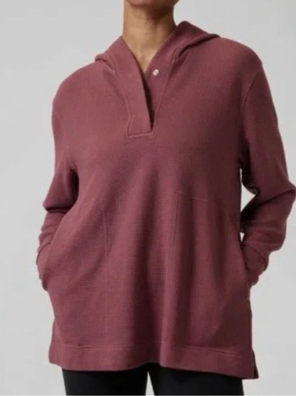 Athleta Hooded Crew-Neck Pullover in Dusty Rose